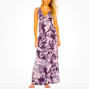 Maaji Purple Beach Bound Print Strap Back Maxi Dress Sz S